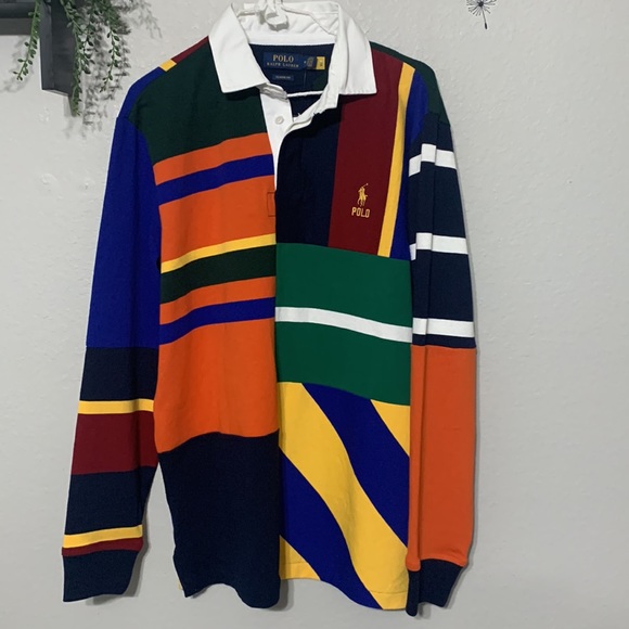 NWT POLO Ralph Lauren Classic Fit Patchwork Rugby Shirt - Picture 9 of 10
